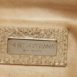 Pre Owned Dolce & Gabbana Gold Watersnake Leather Baguette Bag