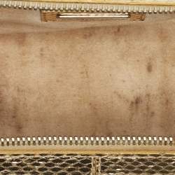 Pre Owned Dolce & Gabbana Gold Watersnake Leather Baguette Bag