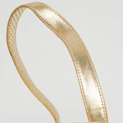 Pre Owned Dolce & Gabbana Gold Watersnake Leather Baguette Bag
