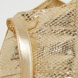 Pre Owned Dolce & Gabbana Gold Watersnake Leather Baguette Bag