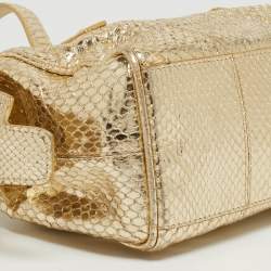 Pre Owned Dolce & Gabbana Gold Watersnake Leather Baguette Bag