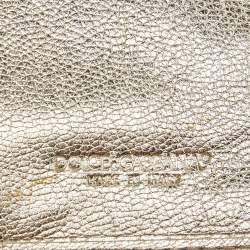 Pre Owned Dolce & Gabbana Gold Leather Continental Wallet
