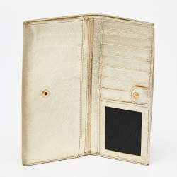 Pre Owned Dolce & Gabbana Gold Leather Continental Wallet