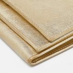 Pre Owned Dolce & Gabbana Gold Leather Continental Wallet