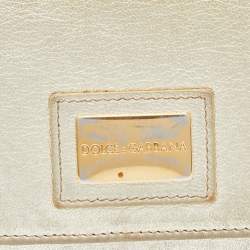 Pre Owned Dolce & Gabbana Gold Leather Continental Wallet