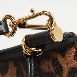 Pre Owned Dolce & Gabbana Beige/Black Coated Canvas and Leather Micro Miss Sicily Top Handle Bag