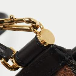 Pre Owned Dolce & Gabbana Beige/Black Coated Canvas and Leather Micro Miss Sicily Top Handle Bag