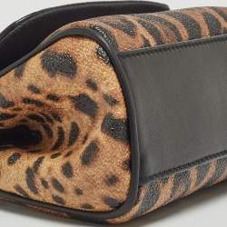 Pre Owned Dolce & Gabbana Beige/Black Coated Canvas and Leather Micro Miss Sicily Top Handle Bag