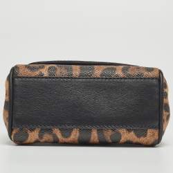 Pre Owned Dolce & Gabbana Beige/Black Coated Canvas and Leather Micro Miss Sicily Top Handle Bag