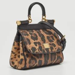 Pre Owned Dolce & Gabbana Beige/Black Coated Canvas and Leather Micro Miss Sicily Top Handle Bag
