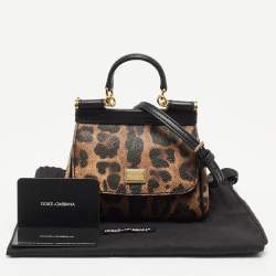 Pre Owned Dolce & Gabbana Beige/Black Coated Canvas and Leather Micro Miss Sicily Top Handle Bag