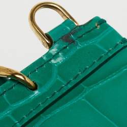 Pre Owned Dolce & Gabbana Green Croc Embossed Leather Mini Miss Sicily Top Handle Bag