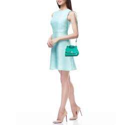 Pre Owned Dolce & Gabbana Green Croc Embossed Leather Mini Miss Sicily Top Handle Bag