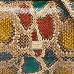 Dolce & Gabbana Multicolor Python Medium Miss Sicily Top Handle Bag
