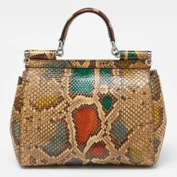 Dolce & Gabbana Multicolor Python Medium Miss Sicily Top Handle Bag