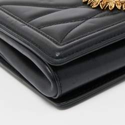 Pre Owned Dolce & Gabbana Black Leather Small Devotion Chain Shoulder Bag