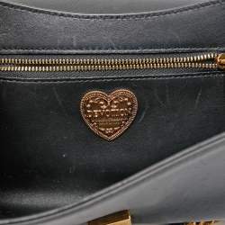 Pre Owned Dolce & Gabbana Black Leather Small Devotion Chain Shoulder Bag