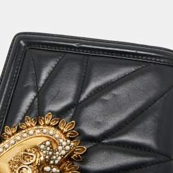 Pre Owned Dolce & Gabbana Black Leather Small Devotion Chain Shoulder Bag
