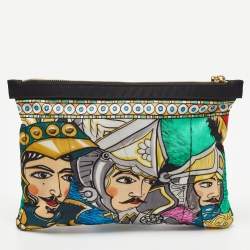 Pre Owned Dolce & Gabbana Multicolor Printed Fabric Zip Pouch