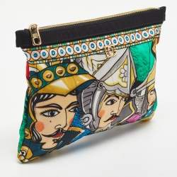 Pre Owned Dolce & Gabbana Multicolor Printed Fabric Zip Pouch