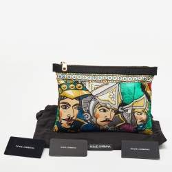 Pre Owned Dolce & Gabbana Multicolor Printed Fabric Zip Pouch