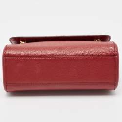 مملوكة مسبقًا Dolce & Gabbana Dark Red Leather Small Miss Sicily Top Handle Bag