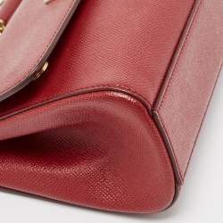 مملوكة مسبقًا Dolce & Gabbana Dark Red Leather Small Miss Sicily Top Handle Bag