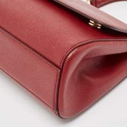 مملوكة مسبقًا Dolce & Gabbana Dark Red Leather Small Miss Sicily Top Handle Bag