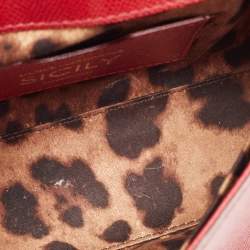 مملوكة مسبقًا Dolce & Gabbana Dark Red Leather Small Miss Sicily Top Handle Bag