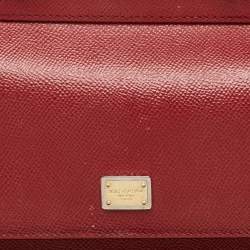 مملوكة مسبقًا Dolce & Gabbana Dark Red Leather Small Miss Sicily Top Handle Bag