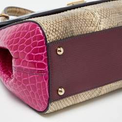 Pre Owned Dolce & Gabbana Multicolor Crocodile,Watersnake Leather and Leather Medium Miss Sicily Top Handle Bag