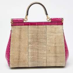 Pre Owned Dolce & Gabbana Multicolor Crocodile,Watersnake Leather and Leather Medium Miss Sicily Top Handle Bag