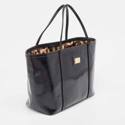 Pre Owned Dolce & Gabbana Black Patent Leather Miss Escape Tote