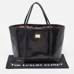 Pre Owned Dolce & Gabbana Black Patent Leather Miss Escape Tote