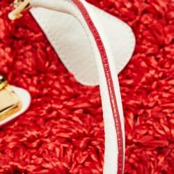 مملوكة مسبقًا Dolce & Gabbana Red/White Crochet Straw and Leather DG Charm Bag