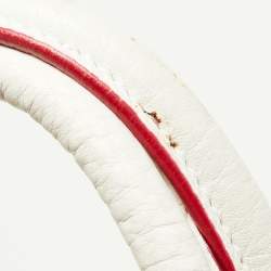 مملوكة مسبقًا Dolce & Gabbana Red/White Crochet Straw and Leather DG Charm Bag