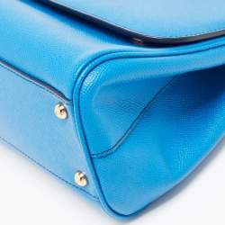 Pre Owned Dolce & Gabbana Blue Leather Medium Miss Sicily Top Handle Bag