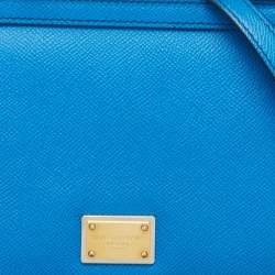 Pre Owned Dolce & Gabbana Blue Leather Medium Miss Sicily Top Handle Bag