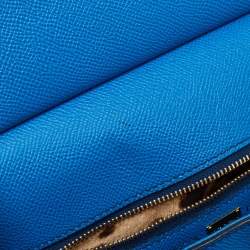 Pre Owned Dolce & Gabbana Blue Leather Medium Miss Sicily Top Handle Bag