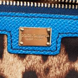 Pre Owned Dolce & Gabbana Blue Leather Medium Miss Sicily Top Handle Bag