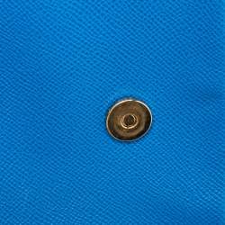 Pre Owned Dolce & Gabbana Blue Leather Medium Miss Sicily Top Handle Bag