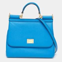 Dolce & Gabbana - Authenticated Sicily Handbag - Leather Blue Plain for Women, Never Worn, with Tag