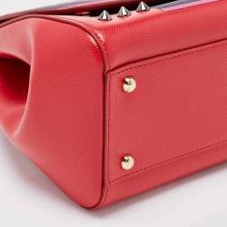 Pre Owned Dolce & Gabbana Red Leather Medium Miss Sicily Choose Love Top Handle Bag