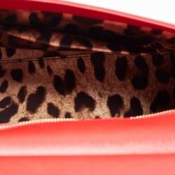 Pre Owned Dolce & Gabbana Red Leather Medium Miss Sicily Choose Love Top Handle Bag