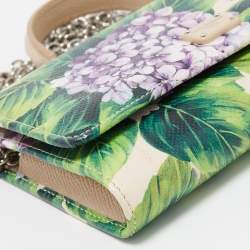 Pre Owned Dolce & Gabbana Multicolor Floral Print Leather Miss Sicily Von Wallet on Chain