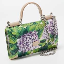 Pre Owned Dolce & Gabbana Multicolor Floral Print Leather Miss Sicily Von Wallet on Chain