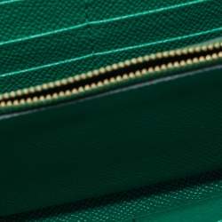 مملوكة مسبقًا Dolce & Gabbana Green/White Printed Leather Miss Sicily Von Wallet on Chain