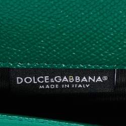 مملوكة مسبقًا Dolce & Gabbana Green/White Printed Leather Miss Sicily Von Wallet on Chain