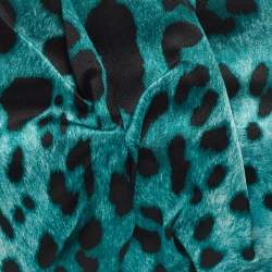 Pre Owned Dolce & Gabbana Black/Green Leopard Print Satin Miss Lady Clutch