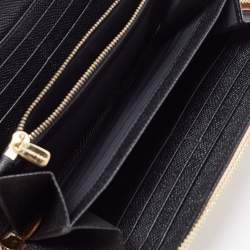Pre Owned Dolce & Gabbana Beige Leather Lock Zip Around Continental Wallet